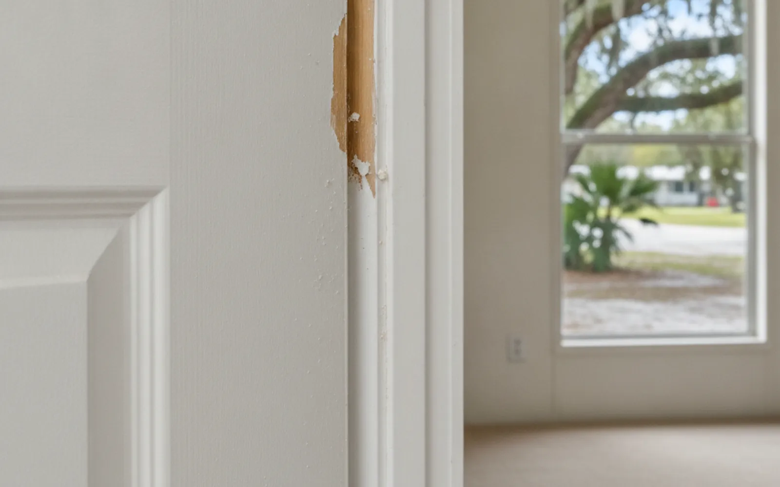 Mobile home door sticking in its frame from an unlevel floor