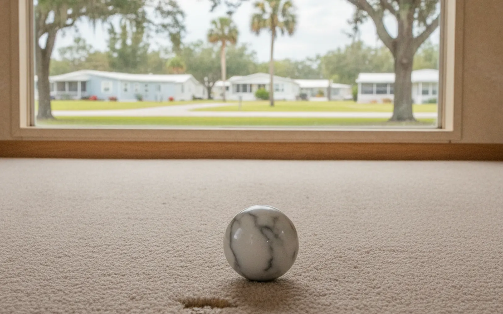 Soft spot in a mobile home floor near the hallway
